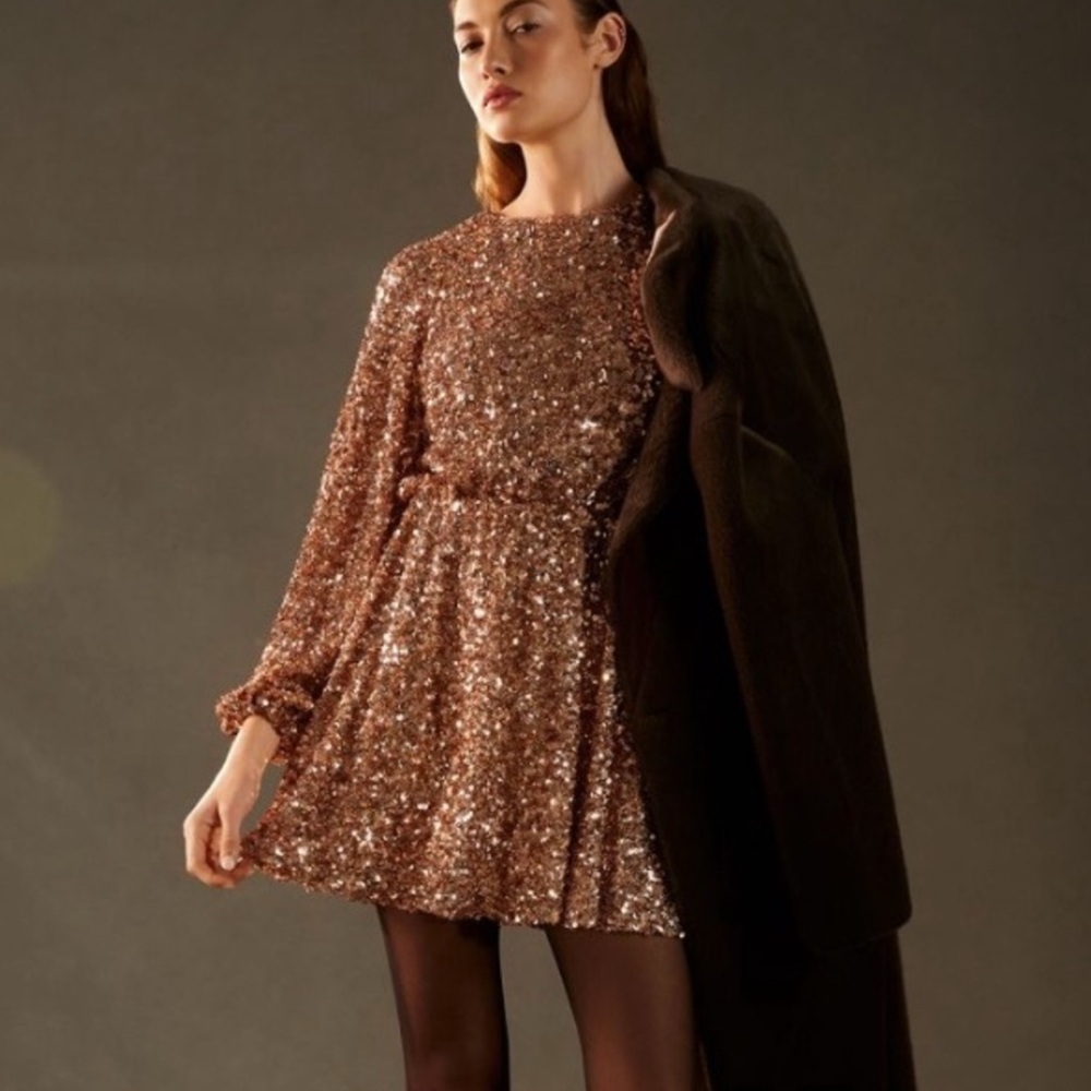 Sunday in Brooklyn, Rose Gold Sequin Dress
